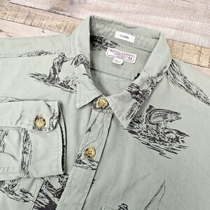 Wallace Barnes Fly Fishing Shirt Size‎ Medium Men J Crew Vintage Style Button-Up